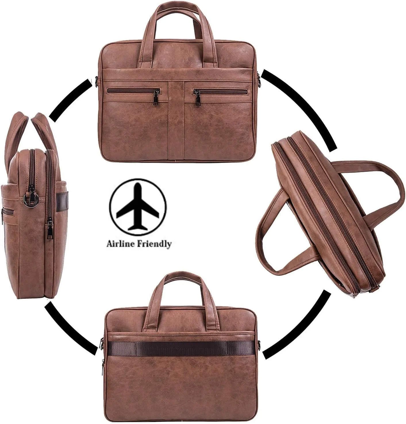 seyfocnia Men's Leather Messenger Bag, Laptop Briefcase Business Satchel Computer