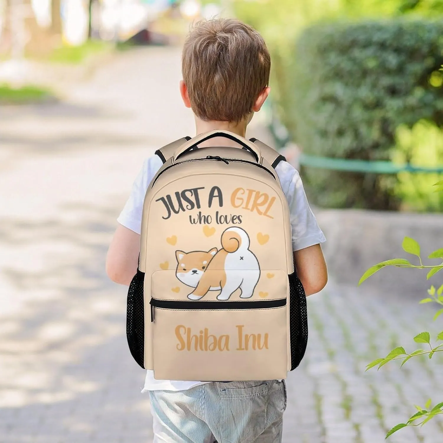 Shiba Inu Backpack for Girls Boys, 16 Inch Orange Dog Backpacks for School, Cute, Adjustable Straps, Durable, Lightweight, Large Capacity Bookbag for Kids