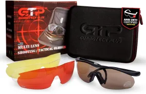 Shooting Glasses for Men and Women - ANSI Z87.1 Interchangeable Eye Protection - Shooting Safety Gear - 100% UV, Anti-Fog, Anti-Scratch Swappable Lenses Firing Range Glasses