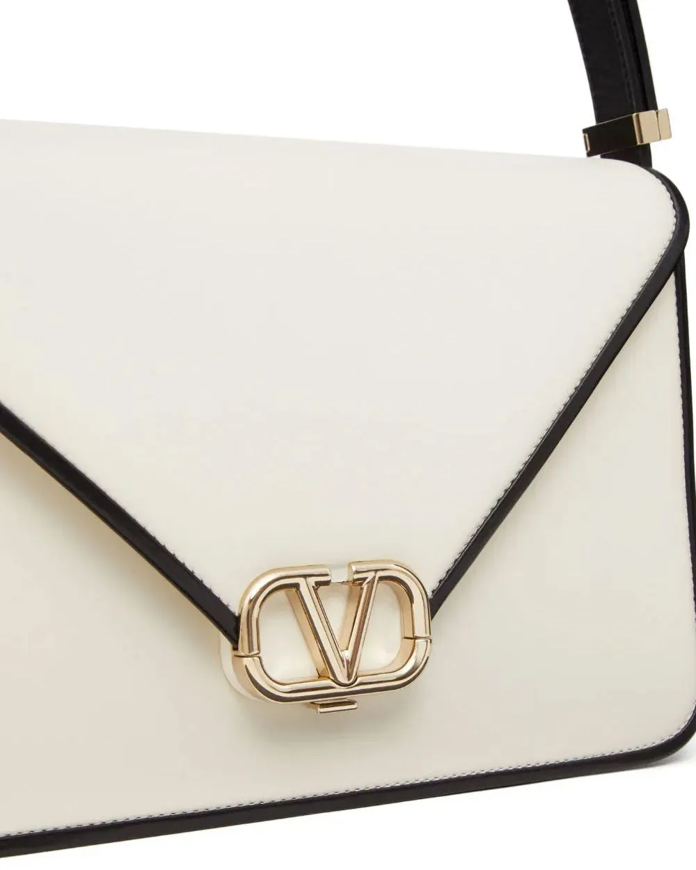 Shoulder Letter Bag in Light Ivory and Nero