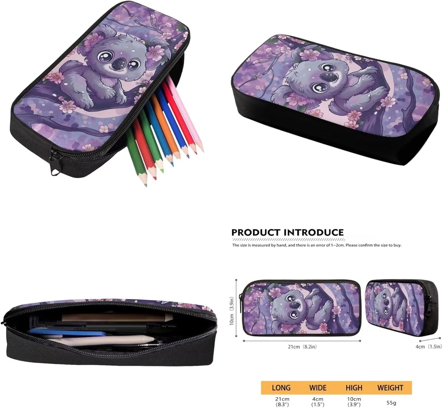 Showudesigns Cute Koala School Backpack and Lunch Box Set for Girls 6-8 8-10 Elementary Schoolbag Cherry Blossom Bookbag Lunch Bag Pencil Case Water Bottle Sleeve 4 In 1 Kids School Bag Satchel