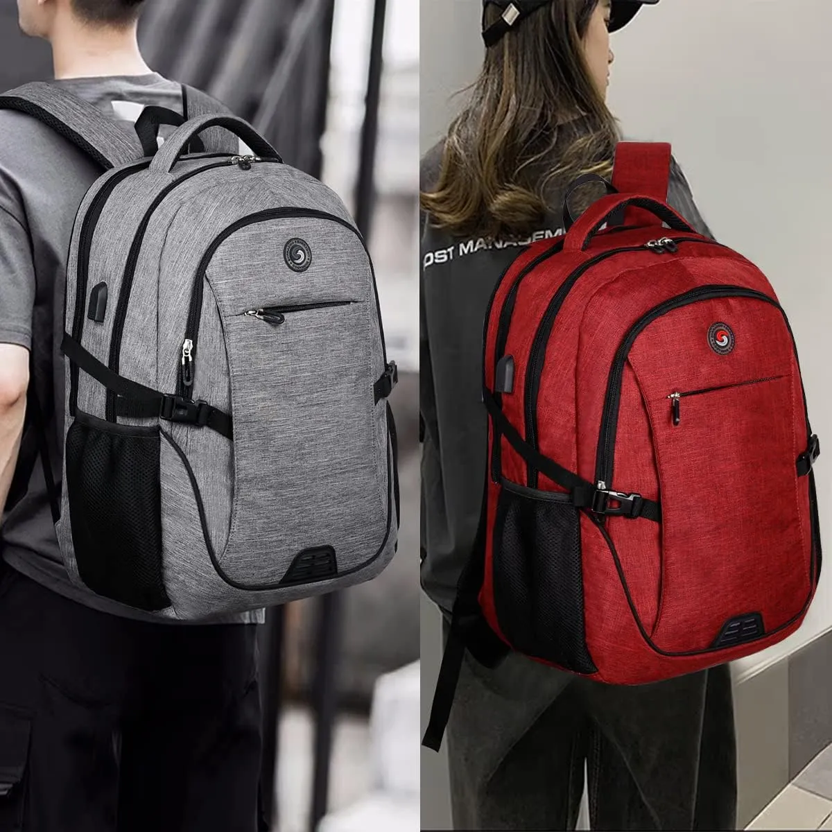 SHRRADOO Anti Theft Laptop Backpack Travel Backpacks with usb Charging Port for Women Men College Backpack Computer Bag Fits 17 Inch Laptop,Red