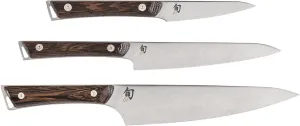Shun Kanso 3 Piece Starter Set, Includes 8" Chef, 3.5" Paring & 6" Utility Knives, Handcrafted Japanese Knife Set, AUS10A Stainless Steel Blades, Tagayasan Handles