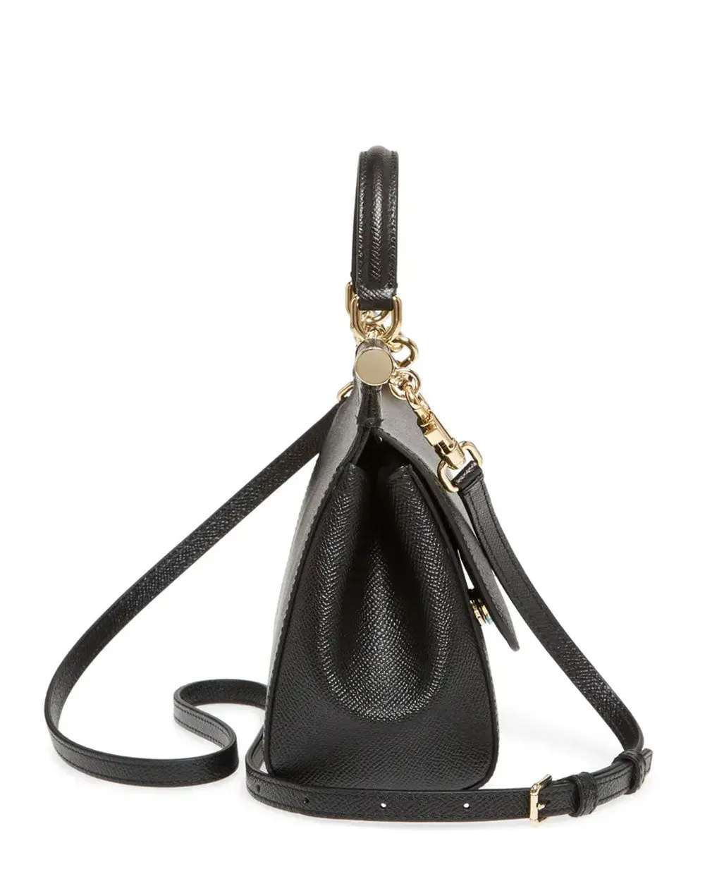 Sicily Small Leather Tote Bag in Black