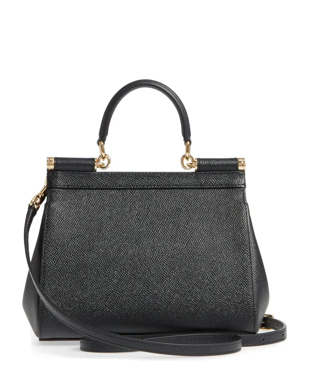 Sicily Small Leather Tote Bag in Black