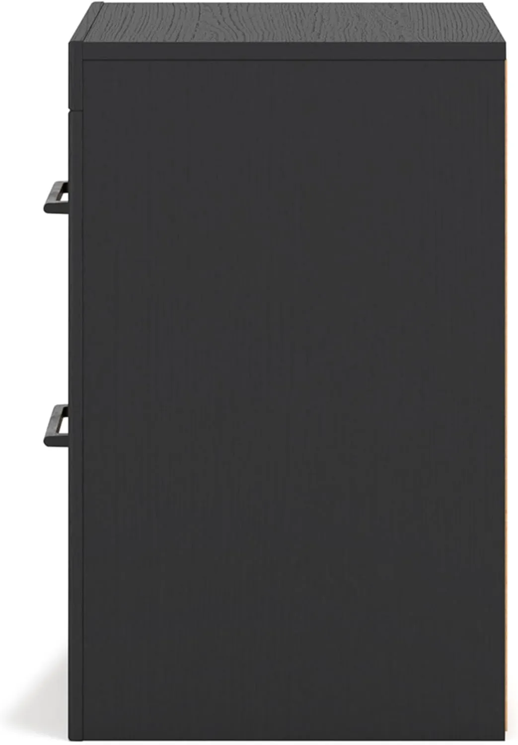 Signature Design by Ashley Vertani Casual 2-Drawer Nightstand with 2 USB Ports, 24.41" Tall, Black & Light Brown