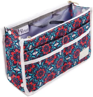 Signature Purse Organizer Insert with Handles & 13 Pockets - 3 Sizes (Retro Floral, Medium)