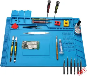 Silicone Soldering Mat Heat Resistant 932°F 18"x 12" Large Anti Static Magnetic Electronics Repair Work Mat Insulation Pad for Computer Phone Laptop Soldering Gun Iron Station Workbench Protection