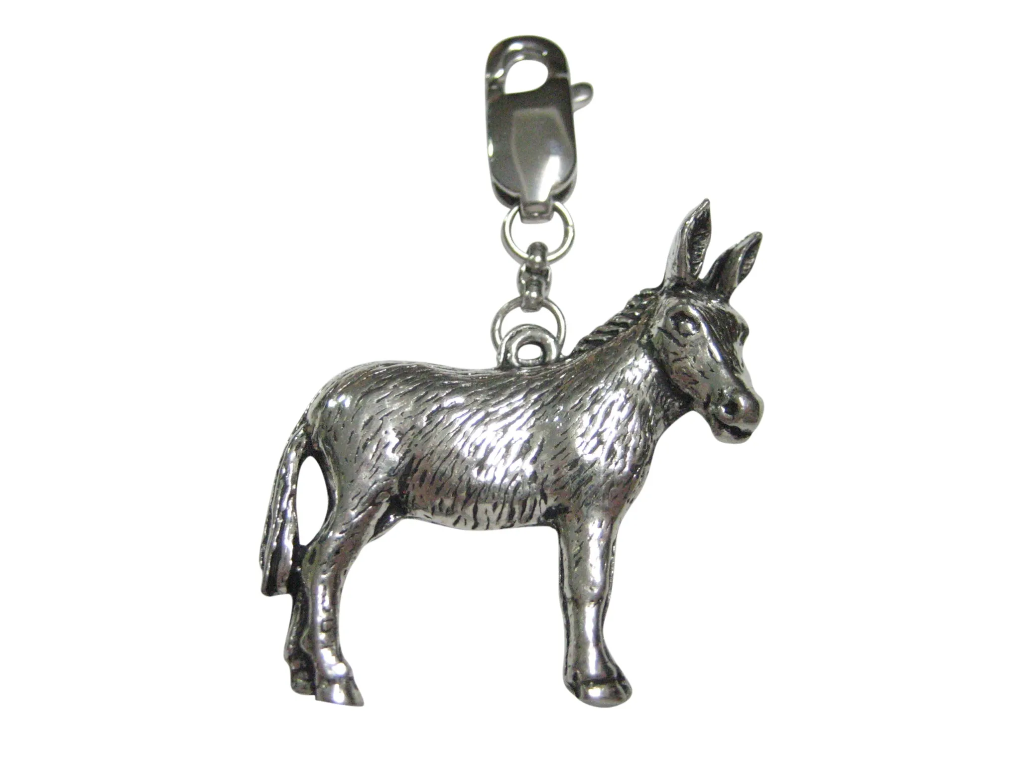 Silver Toned Donkey Pendant Zipper Pull Charm