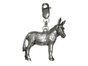Silver Toned Donkey Pendant Zipper Pull Charm