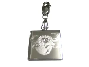 Silver Toned Etched African Buffalo Head Pendant Zipper Pull Charm