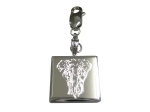 Silver Toned Etched Front Facing Elephant Pendant Zipper Pull Charm