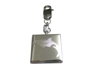 Silver Toned Etched Jumping Killer Whale Orca Pendant Zipper Pull Charm