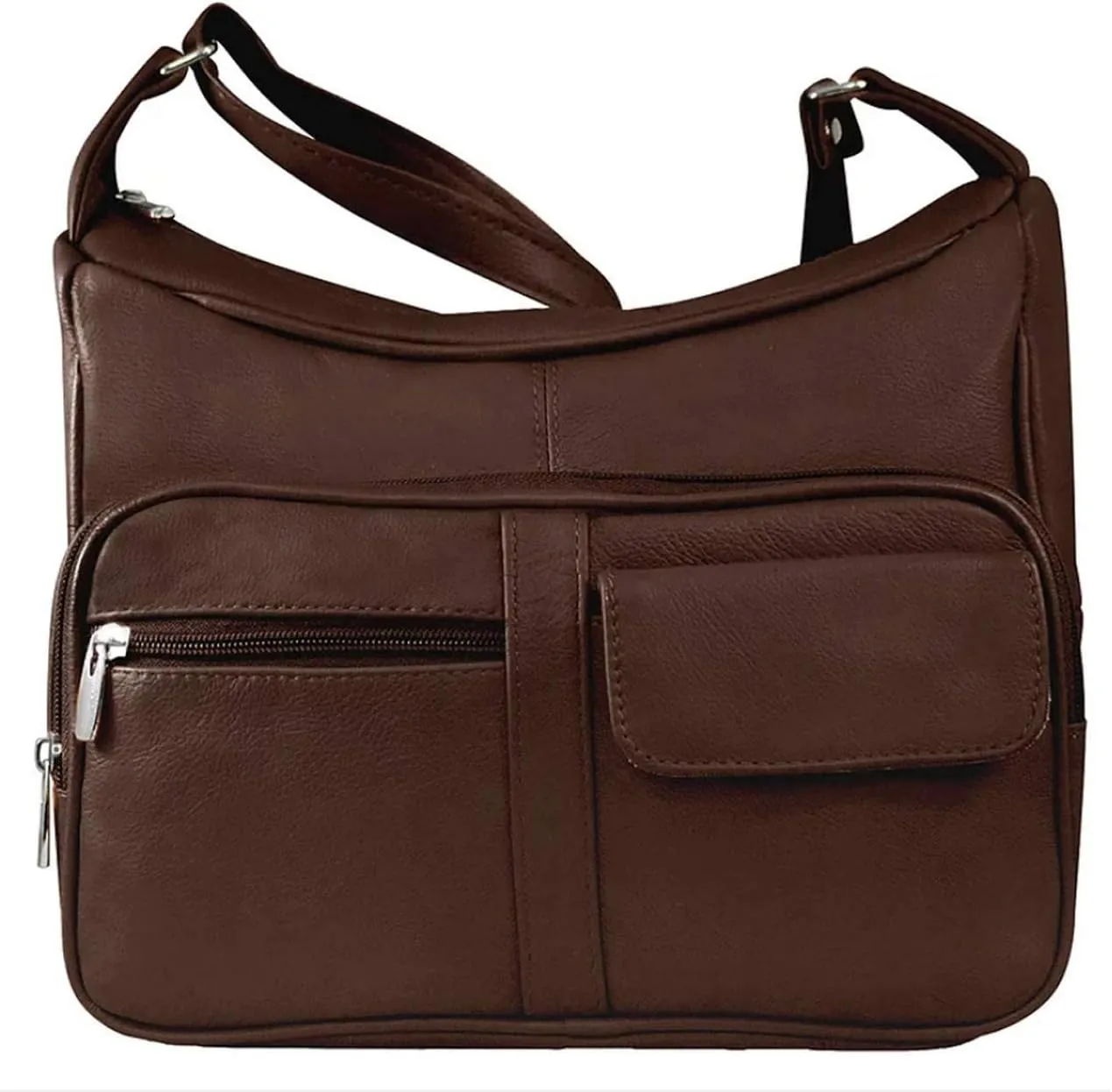 SILVERFEVER Medium Leather Handbag | Ladies Shoulder Bag | Organizer w Built in Wallet