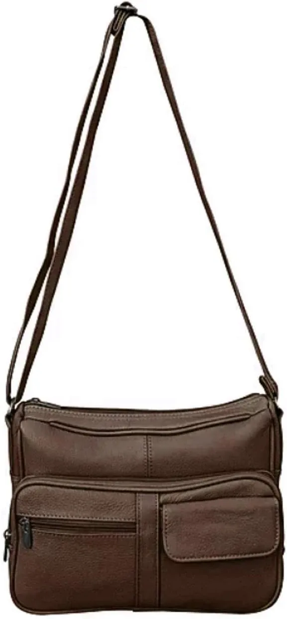 SILVERFEVER Medium Leather Handbag | Ladies Shoulder Bag | Organizer w Built in Wallet