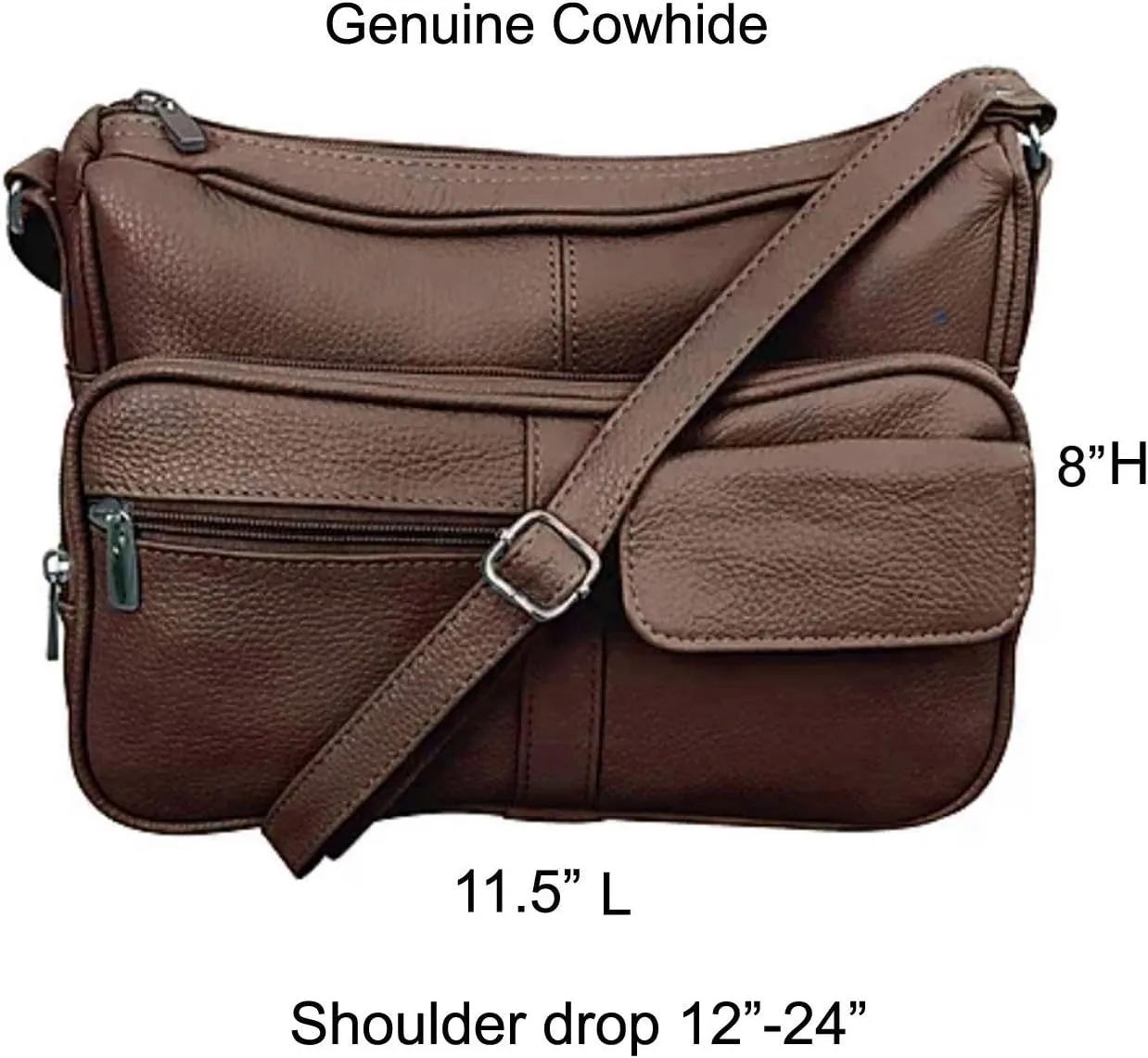SILVERFEVER Medium Leather Handbag | Ladies Shoulder Bag | Organizer w Built in Wallet