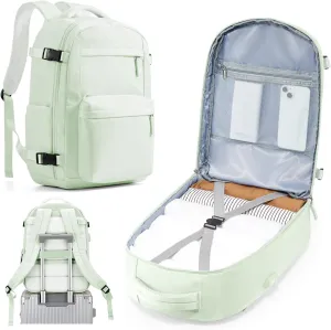 Simple Travel Backpack For Women Men,Carry on Backpack for Traveling on Airplane,Mochila de Viaje,Frontier Airlines Personal Item Travel Bag,Waterproof Luggage Backpack with USB Charging Port(Green)