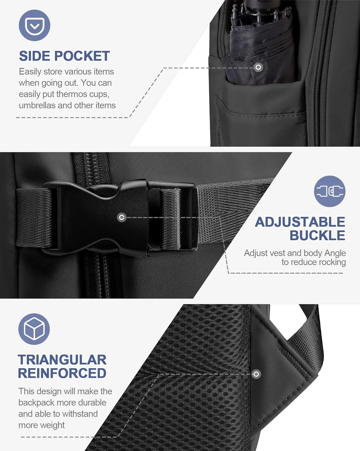 Simple Travel Backpack For Women Men,Laptop Travel Backpack Carry on Flight Approved,Frontier Airlines Personal Item Travel Bag,Waterproof luggage backpack,Mochila de Viaje(Black)