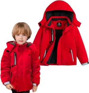 Simplee kids Boy Winter Coat Waterproof Ski Jacket Fleece Hooded Snow Warm Padded Raincoats
