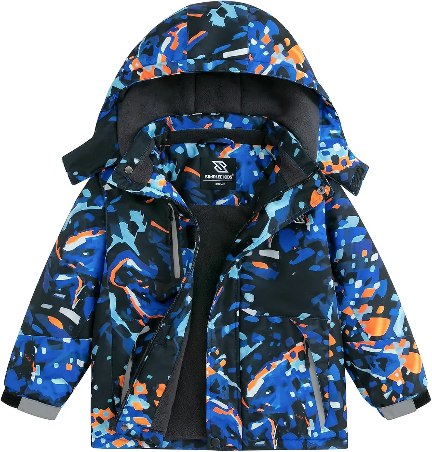 Simplee kids Boy Winter Coat Waterproof Ski Jacket Fleece Hooded Snow Warm Padded Raincoats