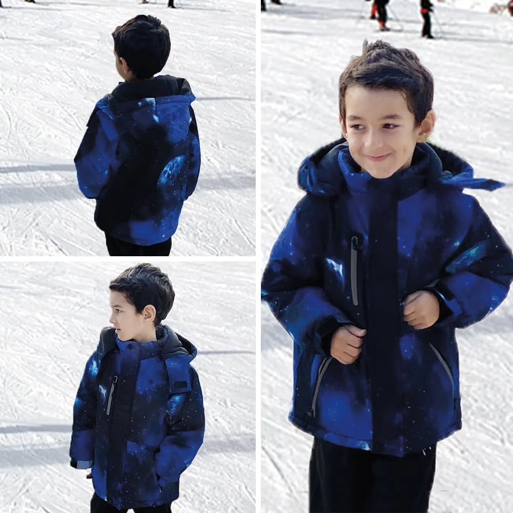 Simplee kids Boy Winter Coat Waterproof Ski Jacket Fleece Hooded Snow Warm Padded Raincoats