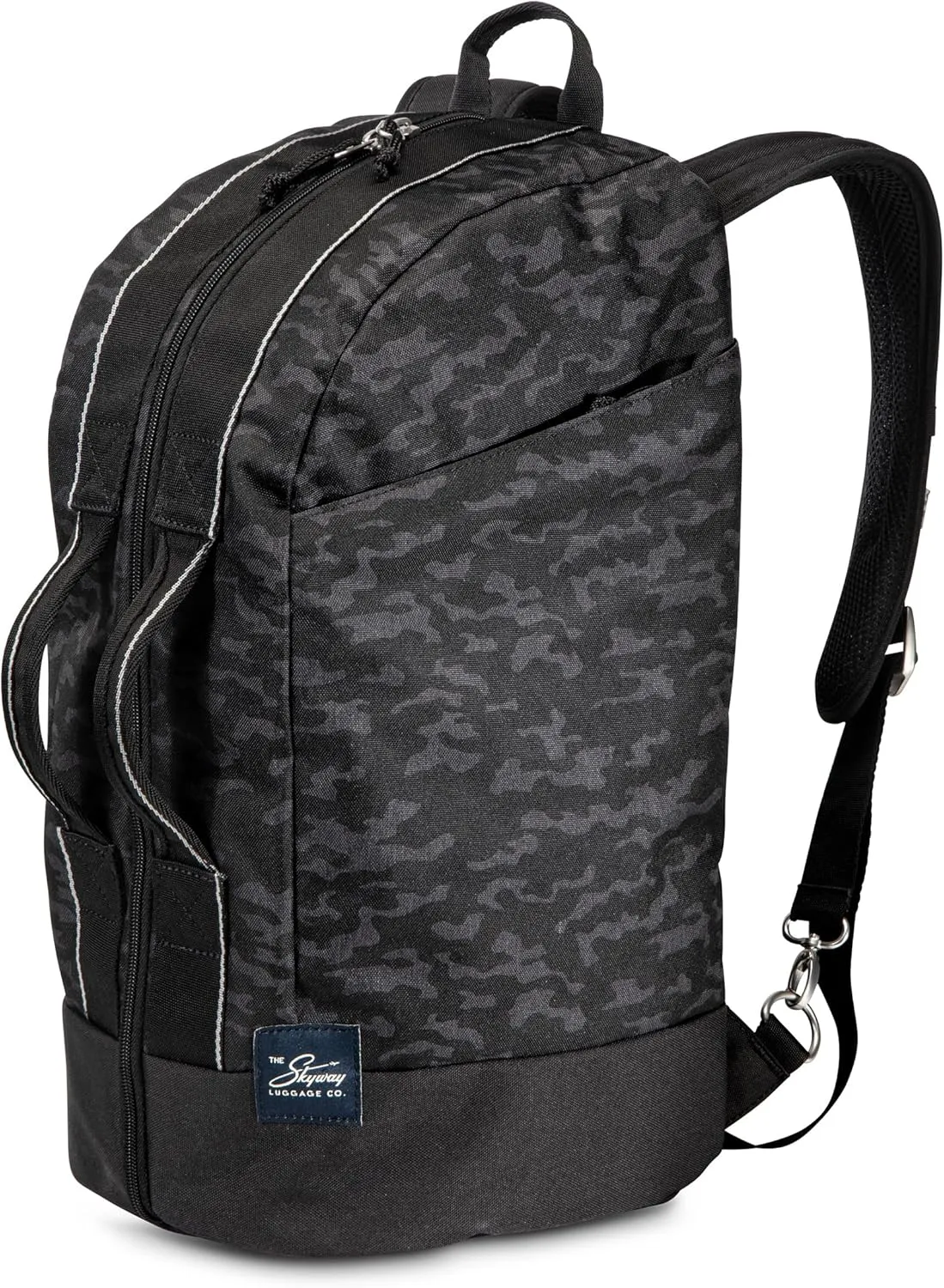 Skyway Luggage Rainier Compact Duffel Backpack, Eco-Friendly, Made of 100% rPET Travel Laptop Bag for Women & Men, Flight Approved Carry On Bag, 30L, Kohala Black