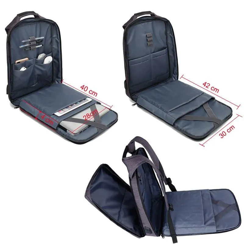 Slim Laptop Anti Theft Backpack with USB & Headphone