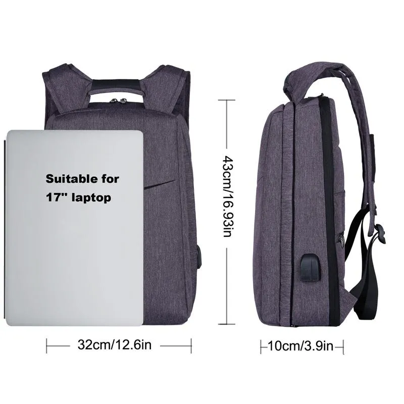 Slim Laptop Anti Theft Backpack with USB & Headphone