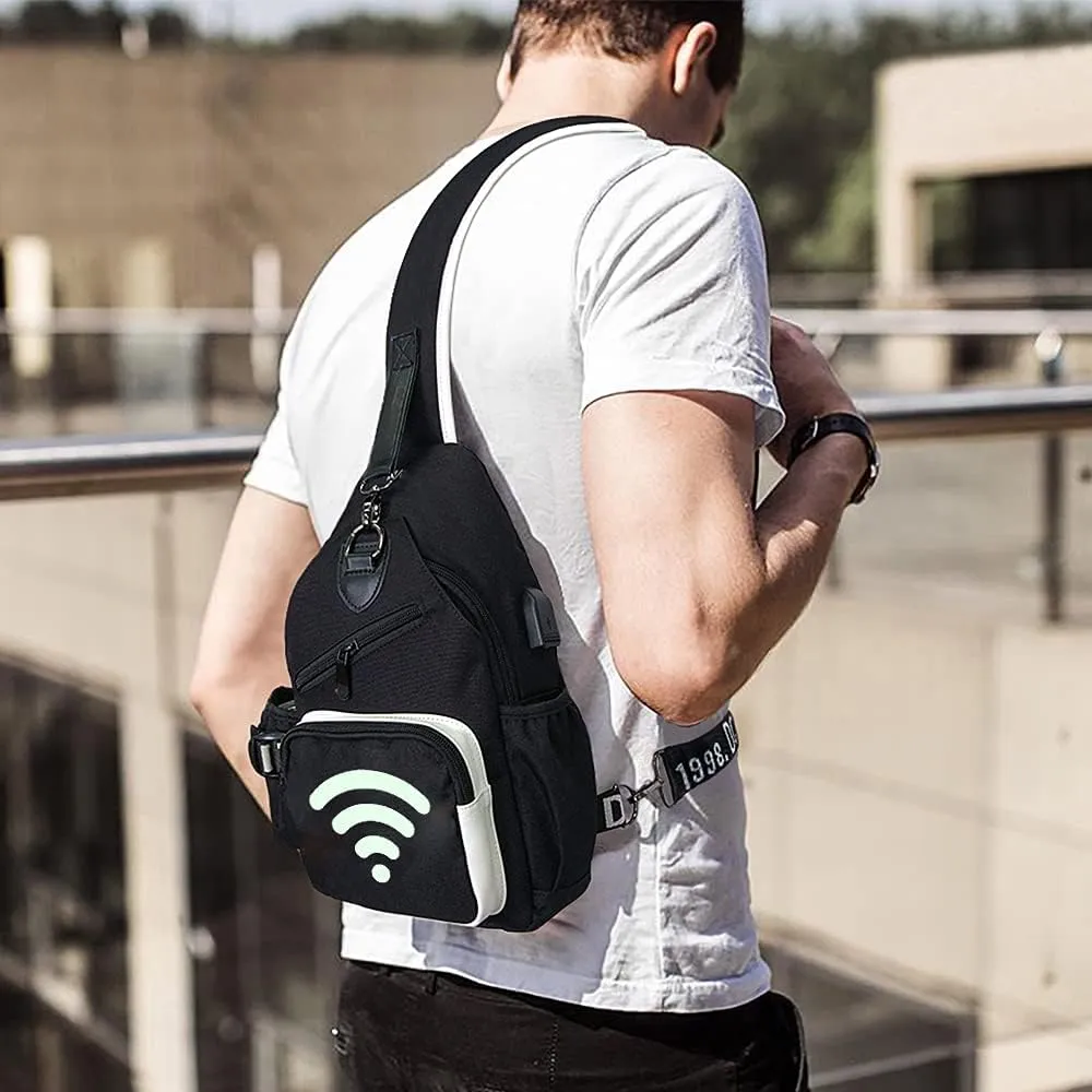 Sling Bag for Boys with USB, Small Chest Pack with Side Pocket, Travel Shoulder Backpack
