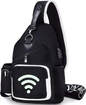 Sling Bag for Boys with USB, Small Chest Pack with Side Pocket, Travel Shoulder Backpack