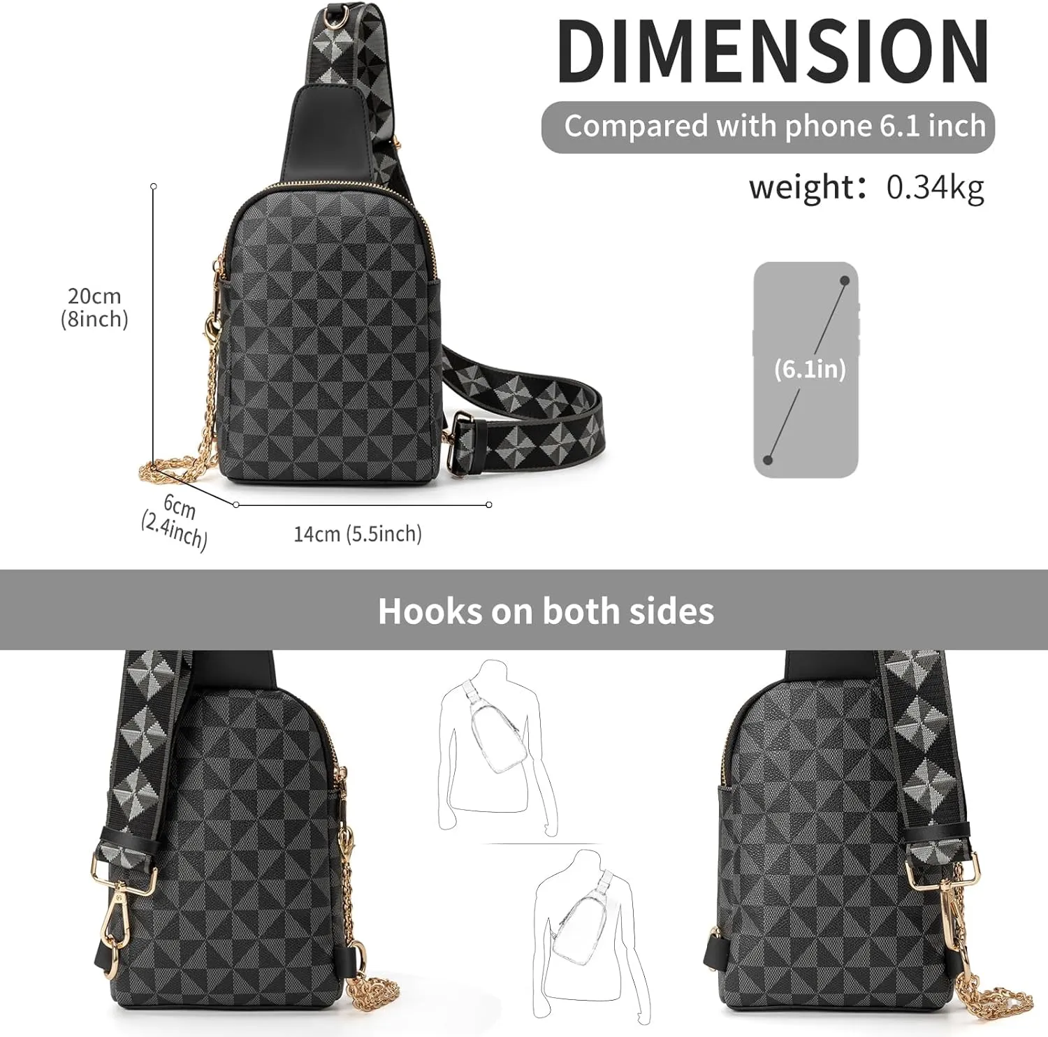 Sling Bag for Women, Crossbody Fanny Pack - Lightweight Chest Bag for Travel, Adjustable Strap & Hidden Pocket