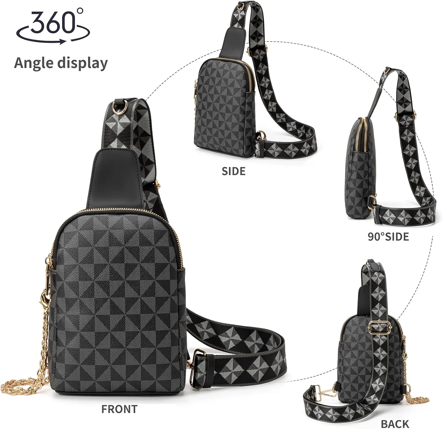 Sling Bag for Women, Crossbody Fanny Pack - Lightweight Chest Bag for Travel, Adjustable Strap & Hidden Pocket