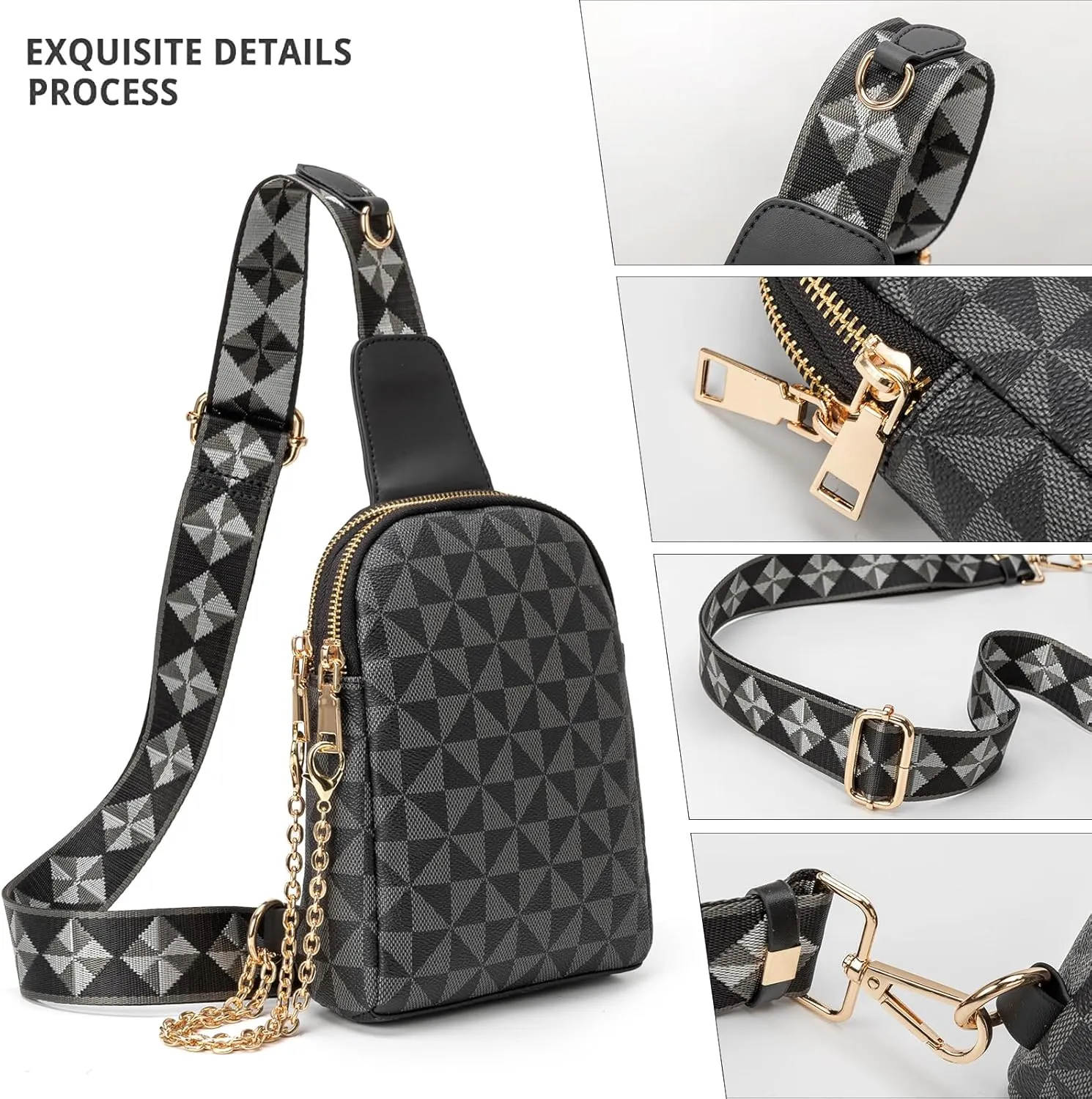 Sling Bag for Women, Crossbody Fanny Pack - Lightweight Chest Bag for Travel, Adjustable Strap & Hidden Pocket