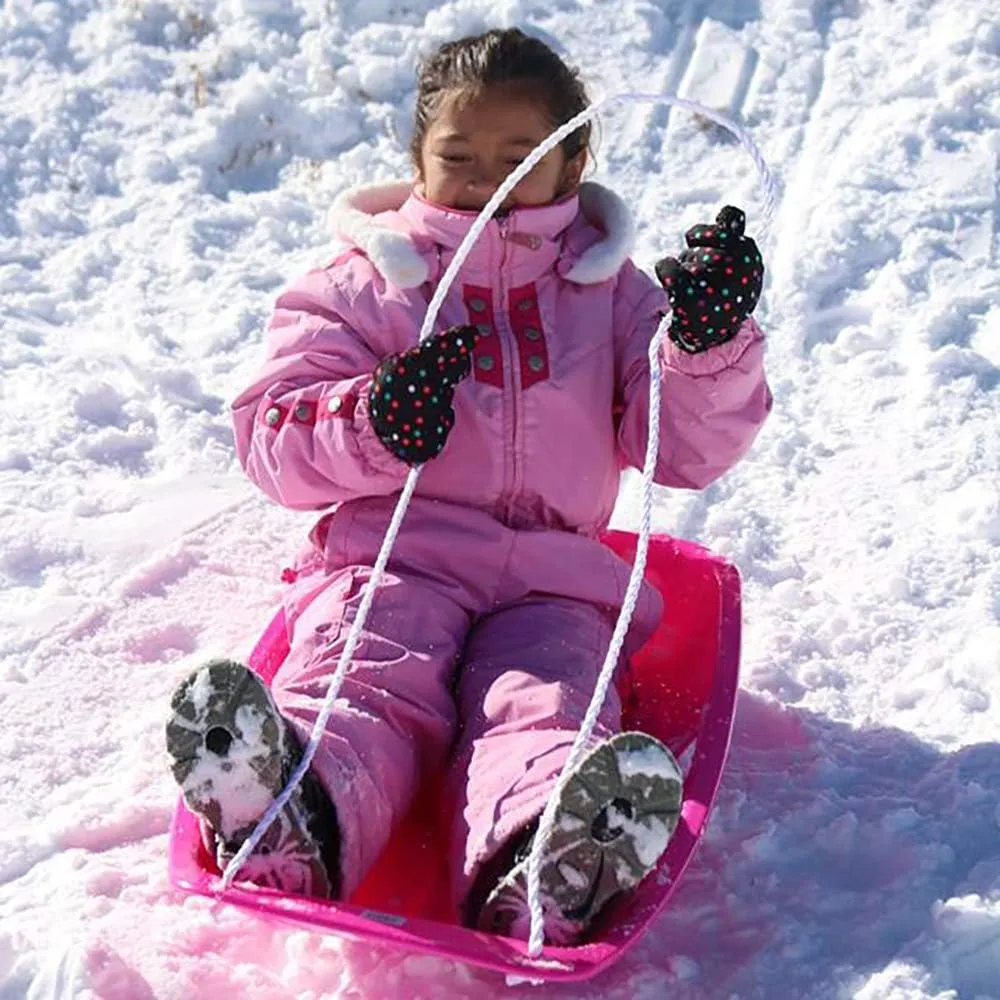Slippery Racer Downhill Sprinter Flexible Kids Toddler Plastic Cold-Resistant Toboggan Snow Sled with Pull Rope and Handles -35 Inch- (2 Pack)