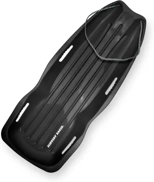 Slippery Racer Downhill Xtreme Flexible Adults and Kids Plastic Toboggan Snow Sled for up to 2 Riders with Pull Rope and Handles. (Black)
