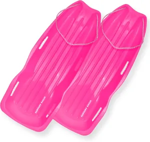 Slippery Racer Downhill Xtreme Flexible Adults and Kids Plastic Toboggan Snow Sled for up to 2 Riders with Pull Rope and Handles.