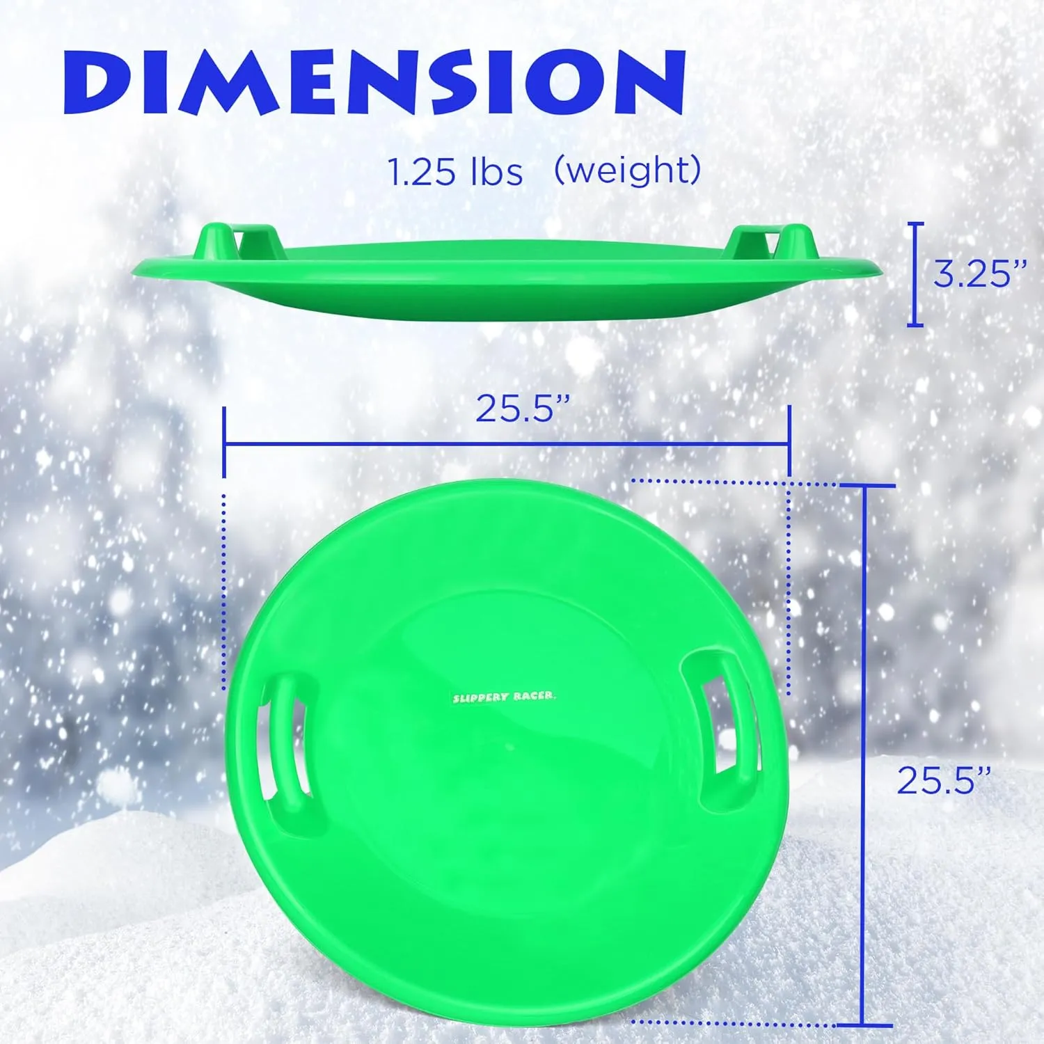 Slippery Racer Heavy-Duty Cold Resistant Downhill Pro Adults and Kids Plastic Outdoor Winter Saucer Disc Snow Sled with Handles