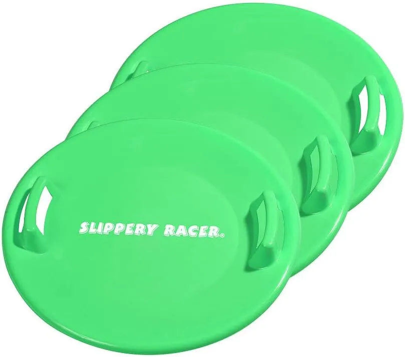 Slippery Racer Heavy-Duty Cold Resistant Downhill Pro Adults and Kids Plastic Outdoor Winter Saucer Disc Snow Sled with Handles