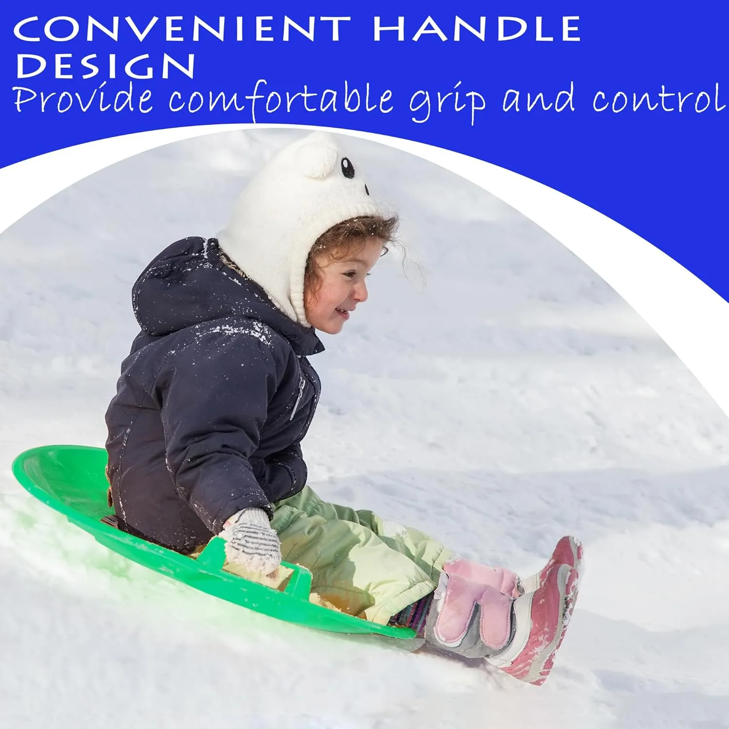 Slippery Racer Heavy-Duty Cold Resistant Downhill Pro Adults and Kids Plastic Outdoor Winter Saucer Disc Snow Sled with Handles