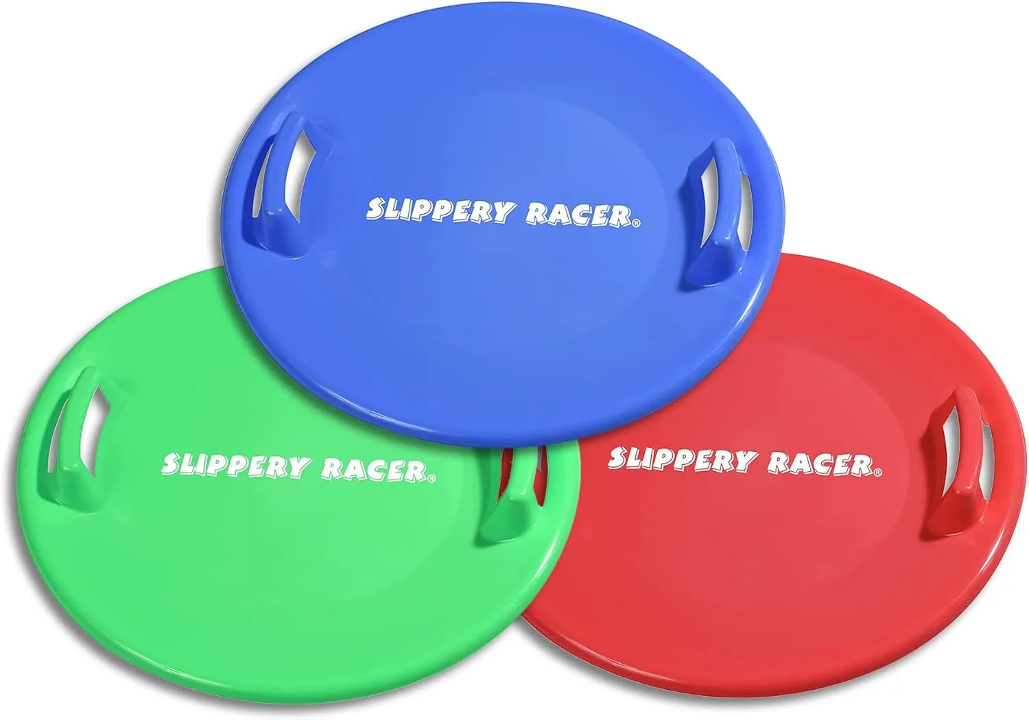 Slippery Racer Heavy-Duty Cold Resistant Downhill Pro Adults and Kids Plastic Outdoor Winter Saucer Disc Snow Sled with Handles