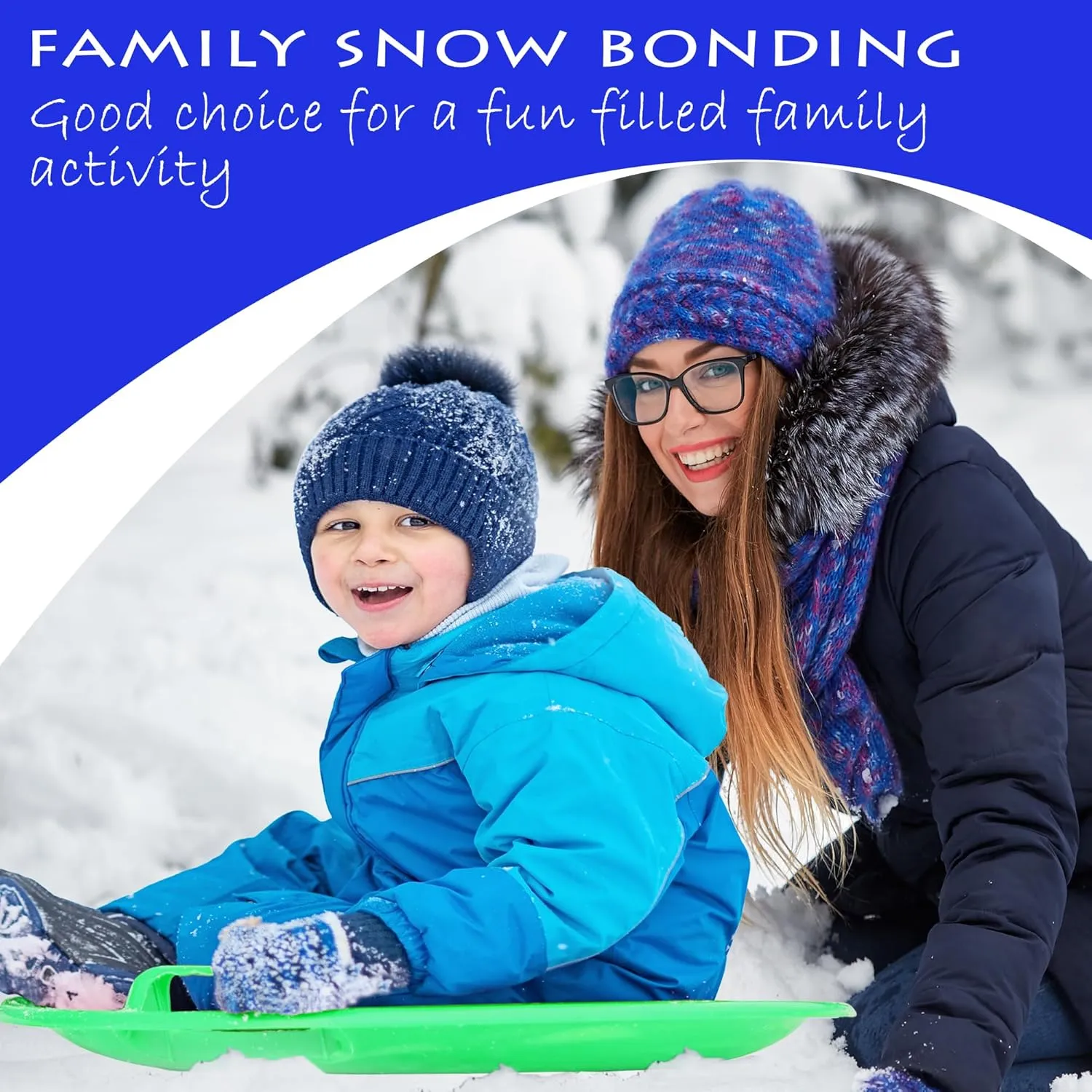 Slippery Racer Heavy-Duty Cold Resistant Downhill Pro Adults and Kids Plastic Outdoor Winter Saucer Disc Snow Sled with Handles