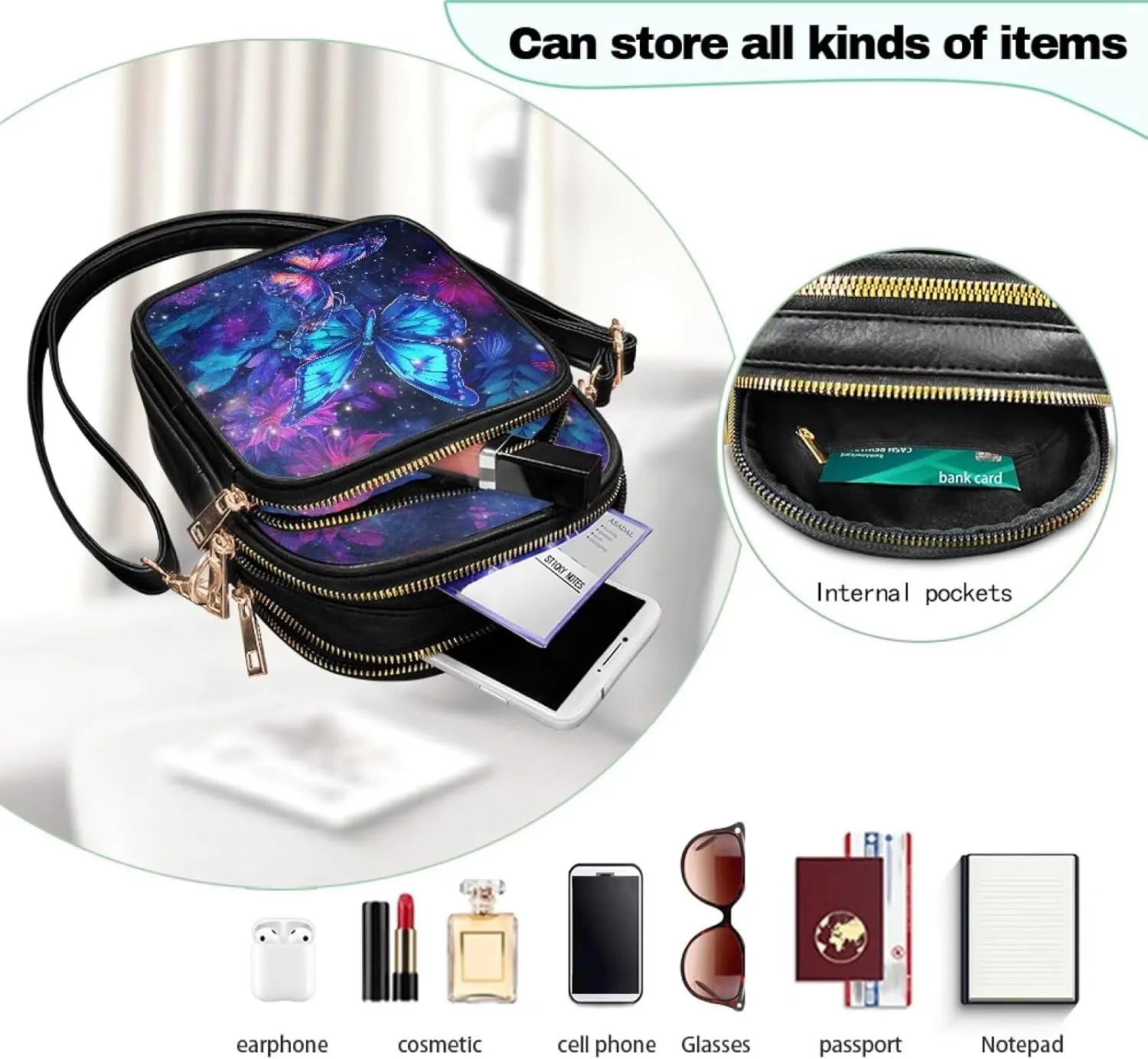 Small Crossbody Purses for Women PU Leather Designer Cell Phone Bag Wallet Purses Adjustable Strap for Travel