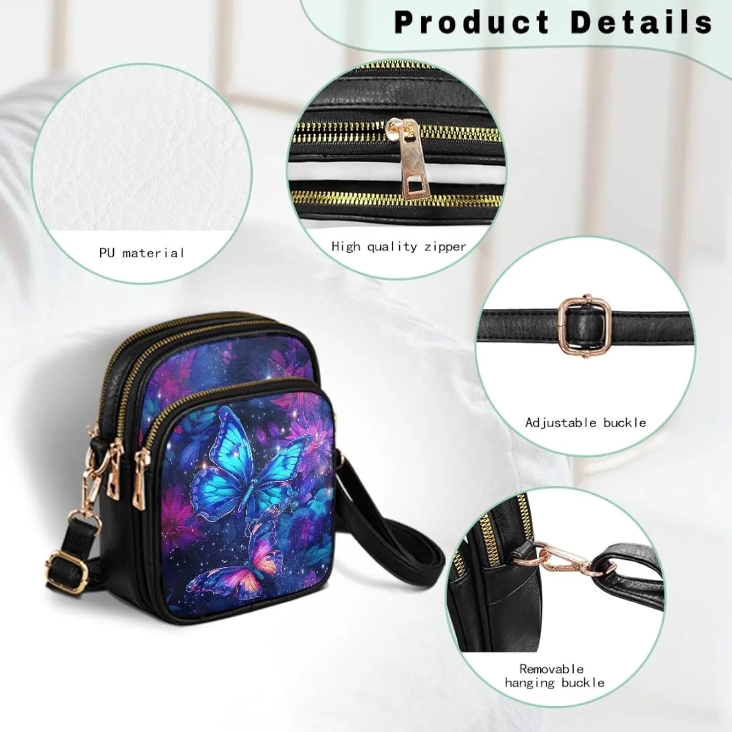 Small Crossbody Purses for Women PU Leather Designer Cell Phone Bag Wallet Purses Adjustable Strap for Travel