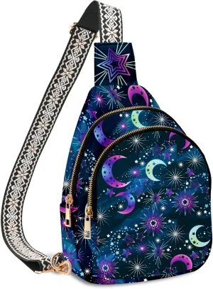 Small Leather Sling Bag for Women Crossbody Fanny Pack Travel Casual Chest Bag with Adjustable Strap