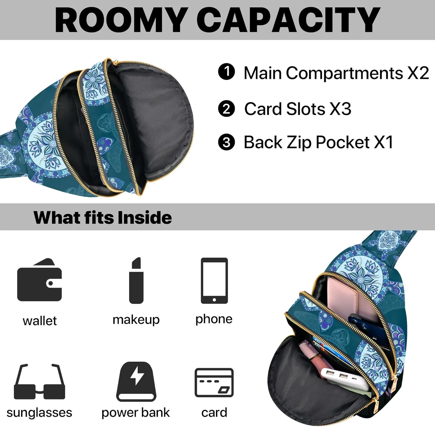 Small Leather Sling Bag for Women Crossbody Fanny Pack Travel Casual Chest Bag with Adjustable Strap