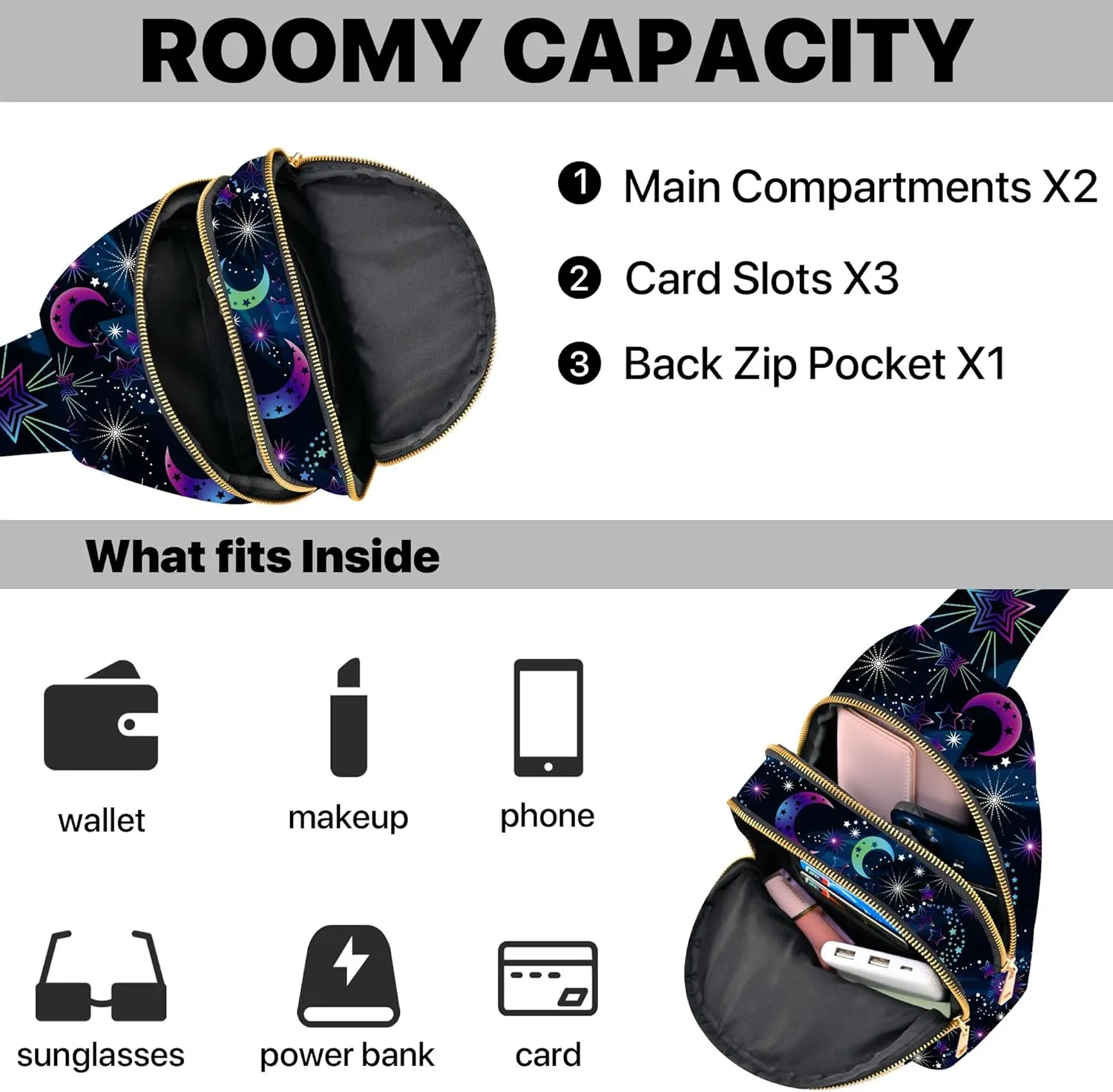 Small Leather Sling Bag for Women Crossbody Fanny Pack Travel Casual Chest Bag with Adjustable Strap