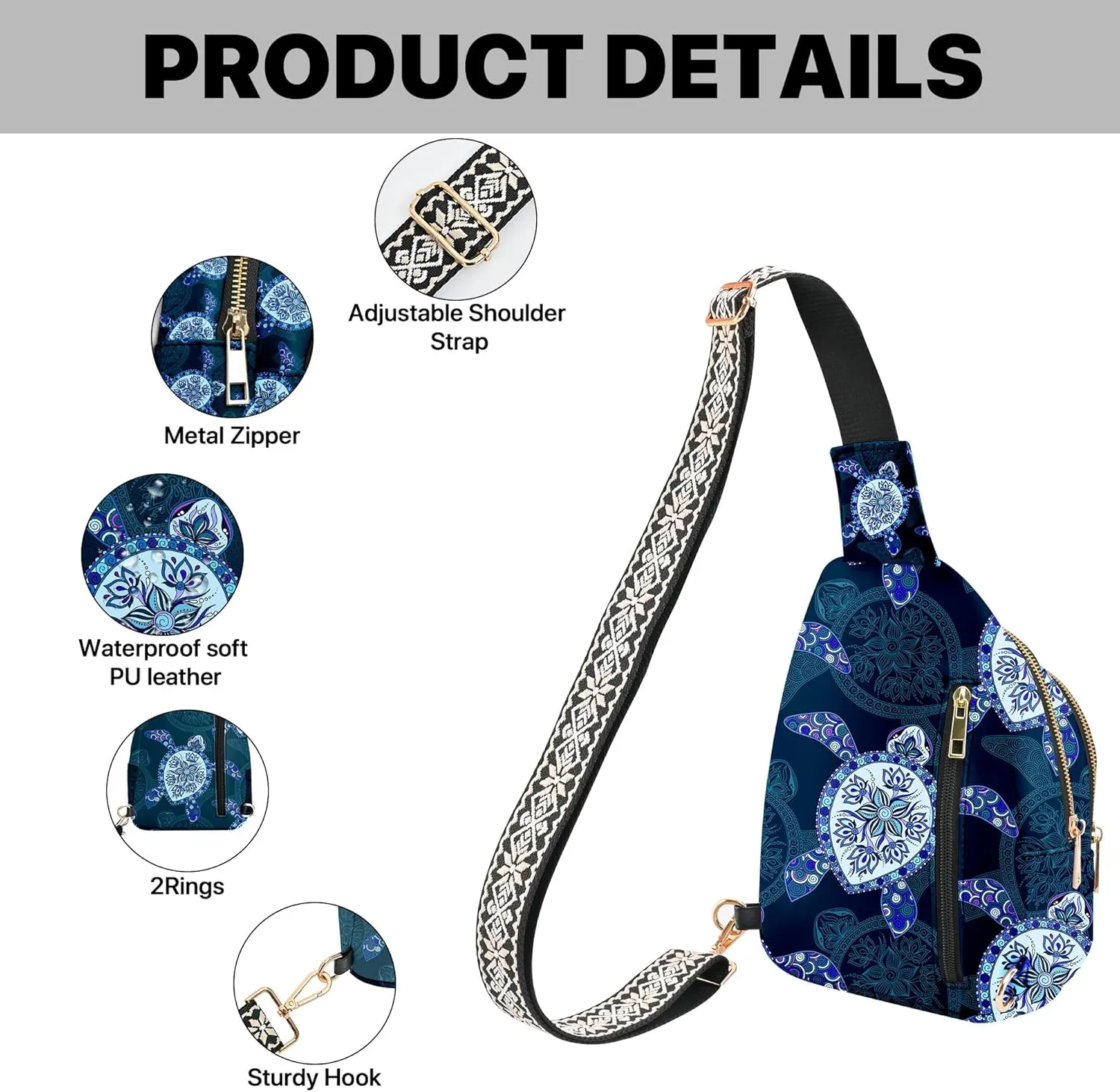 Small Leather Sling Bag for Women Crossbody Fanny Pack Travel Casual Chest Bag with Adjustable Strap