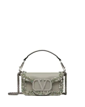 Small Locó Jeweled Shoulder Bag in Crystal Grey