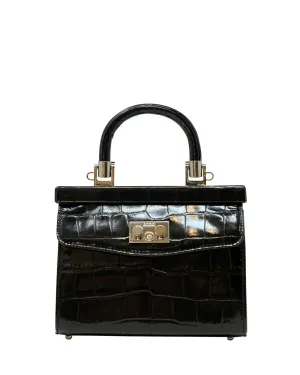 Small Mock Croc Bag in Black