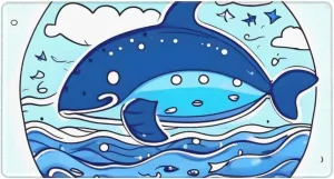 Small Whale Swimming Non-Slip Desk Pad,Mouse Pad,Waterproof PVC Desk Table Protector, Easy Clean Laptop Desk Writing Mat for Office Work/Home/Decor